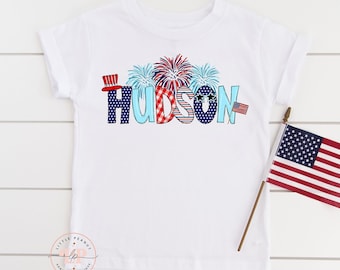 Personalized Fourth of July Kids Shirt - 4th of July Boys Shirt - Patriotic Toddler Shirt - Custom Name Toddler Shirt - Youth Shirt