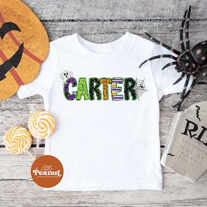 Personalized Halloween Kids Shirt - Cute Halloween Name Toddler Shirt - Jack o Lantern Tee - Spooky Shirt - Ghost Shirt