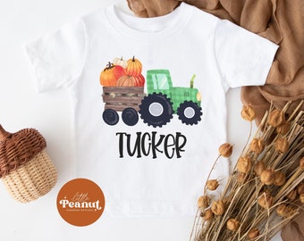 Personalized Pumpkin Tractor Kids Shirt - Fall Truck Toddler Shirt - Boys Thanksgiving Shirt - Cute Pumpkin Patch Shirt
