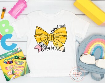 Personalized Girls School Shirt - Bow Pencil Toddler School Shirt - Back To School Shirt - Custom School Shirt- Cute School Shirt