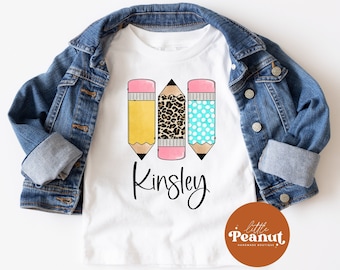Personalized Girls School Shirt - Pencil Toddler School Shirt - Back To School Shirt - Custom School Shirt- Girls School Shirt