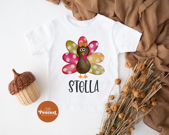 Personalized Thanksgiving Kids Shirt - Turkey Toddler Shirt - Girls Thanksgiving Shirt - Cute Turkey Shirt