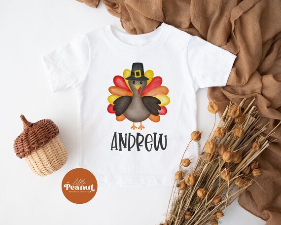 Personalized Thanksgiving Kids Shirt - Turkey Toddler Shirt - Boys Thanksgiving Shirt - Cute Turkey Shirt