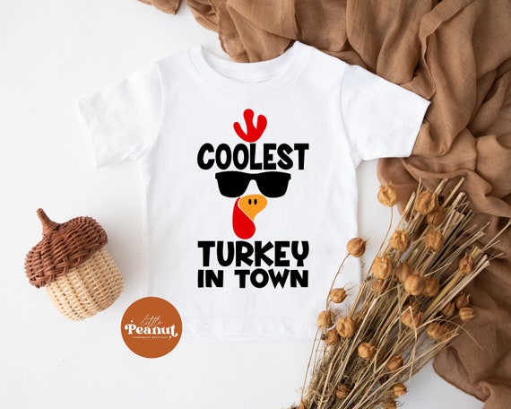 Coolest Turkey In Town Shirt - Boys Thanksgiving Shirt - Cute Turkey Shirt - Thanksgiving Toddler Shirt