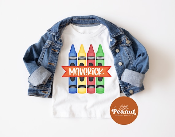 Personalized Boys School Shirt - Crayon Toddler School Shirt - Back To School Shirt - Custom School Shirt- Boys School Shirt