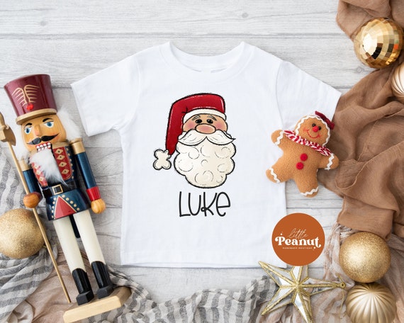 Personalized Christmas Kids Shirt - Santa Claus Toddler Shirt - Cute Santa Shirt - Xmas Shirt - Custom Name Xmas Shirt