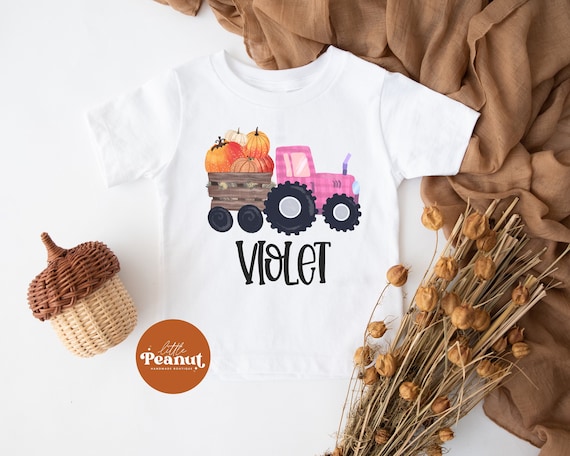 Personalized Pumpkin Tractor Kids Shirt - Fall Truck Toddler Shirt - Girls Thanksgiving Shirt - Cute Pumpkin Patch Shirt
