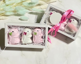 Bunny steamers gift box,  Handmade shower steamer, 3 or 6 steamers gift box, cute rabbit shower steamers