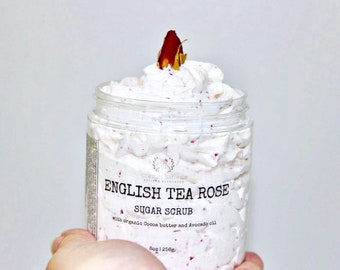 English Tea Rose whipped foaming scrub • Fluffy cream soap • Handmade cream shave soap