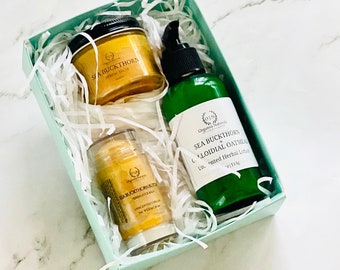 Sea Buckthorn Oil gift set | handmade | Unscented | sensitive skin friendly | coconut oil free skin care