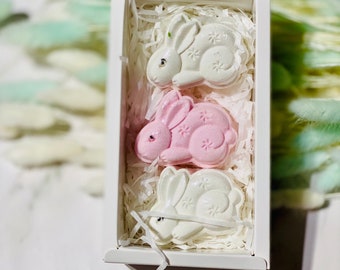 Bunny steamers gift box,  Handmade shower steamer, 3 or 6 steamers gift box, cute rabbit shower steamers