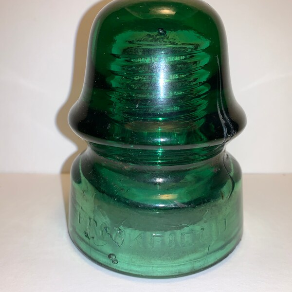 Vintage Rich Emerald Green Brookfield New York CD 160 Glass Baby Signal Insulator