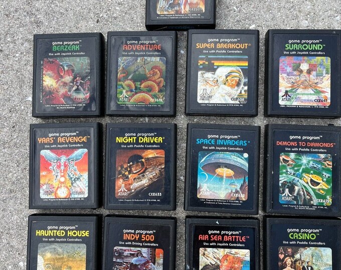 Lot of 13 Atari 2600 Numbered Video Game Cartridges Programs Untested Etsy