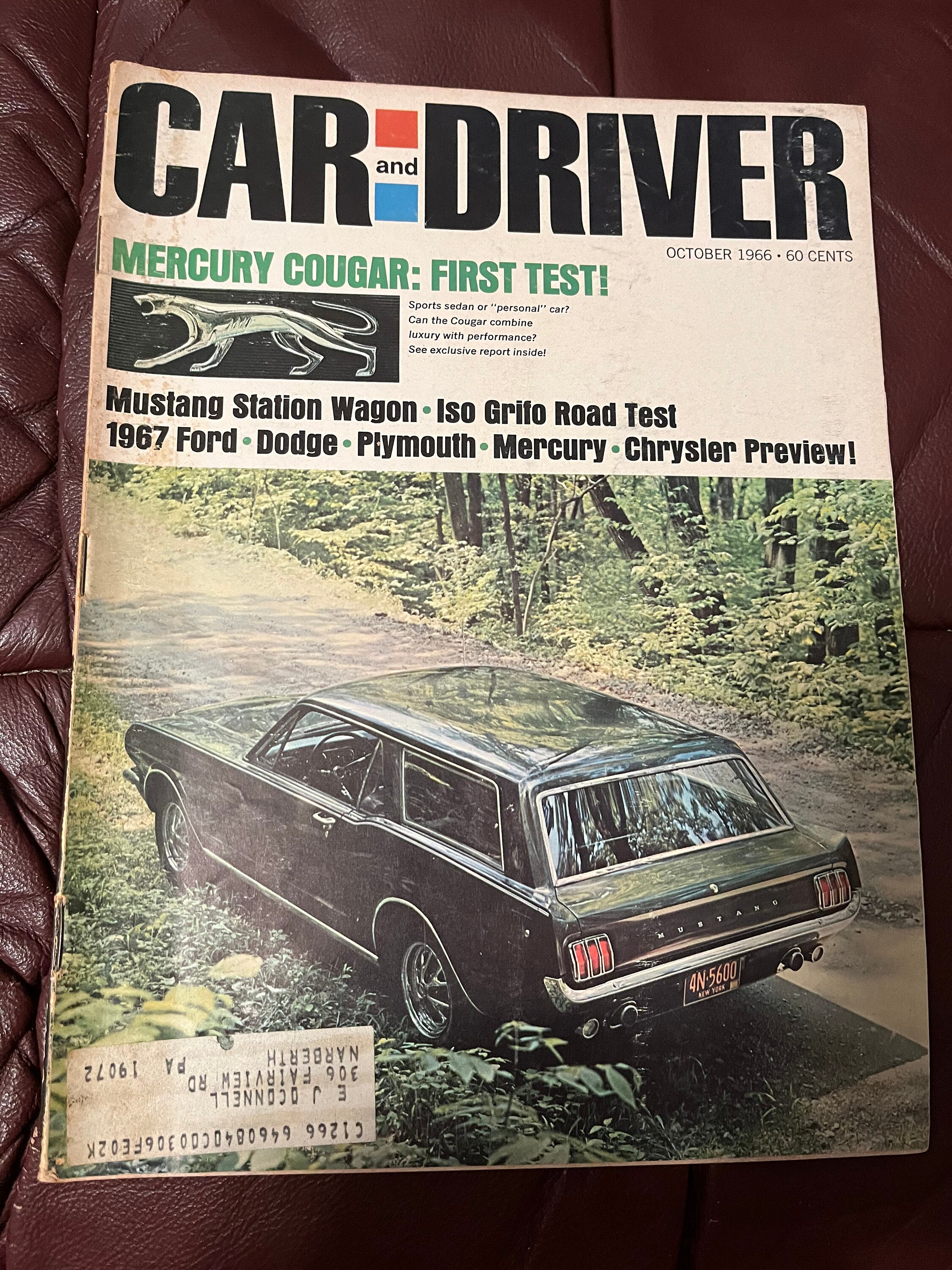 CAR and DRIVER Magazine October 1966 Ford Mustang Station
