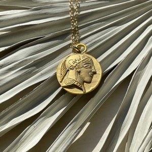 Athena gold coin necklace