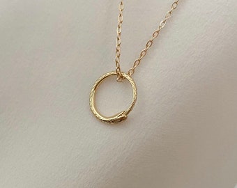 Gold Ouroboros dainty snake necklace