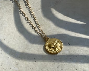 Gold Athena Coin Necklace