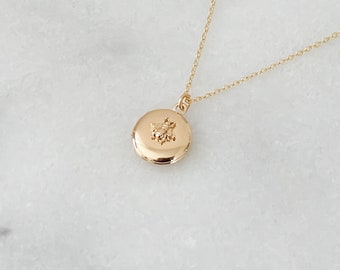 Dainty gold bee mini Locket necklace