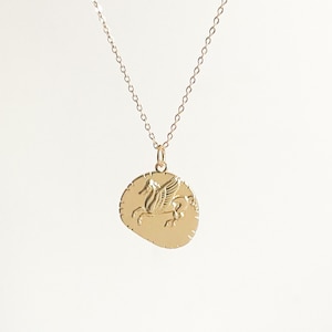 Gold dainty Pegasus coin necklace