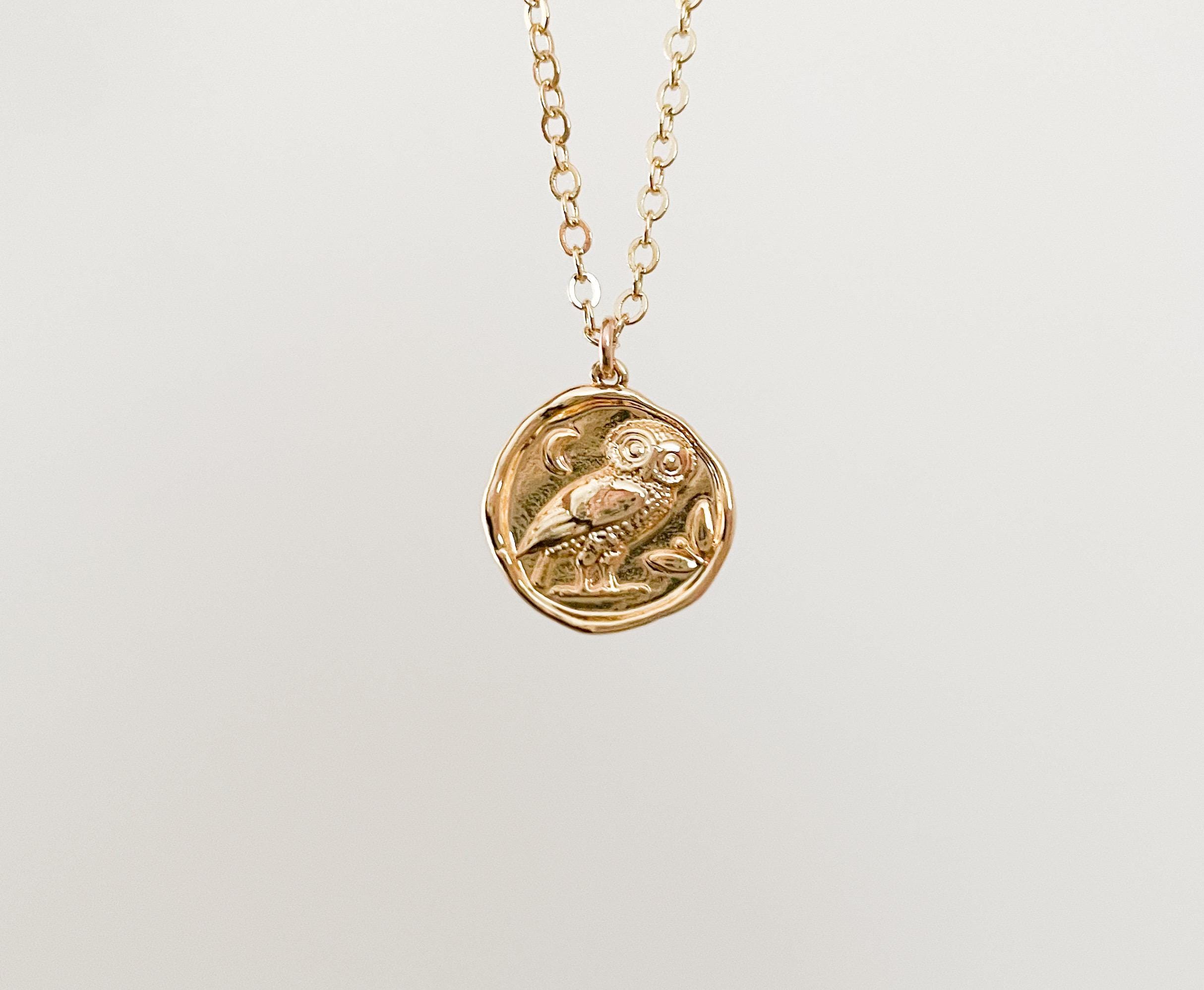 Pendentif Chouette D'Athéna En Argent 925 - Réplique Pièce Grecque Mythologie - Dimensions 2.5 X 0.5 Cm - Boîte Cadeau Incluse