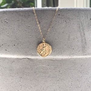 Gold Aphrodite coin necklace