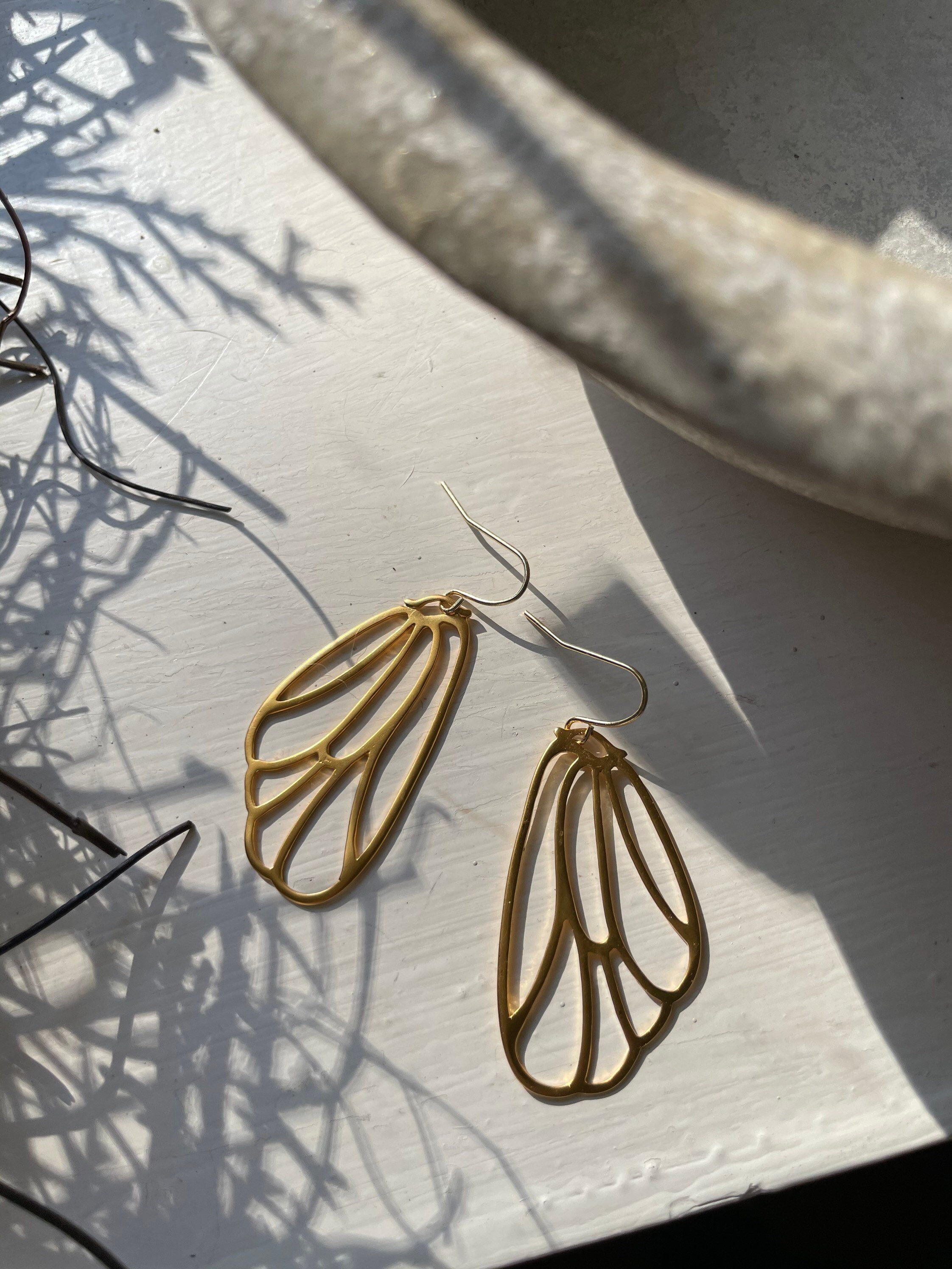 Gold butterfly 2024 wing earrings