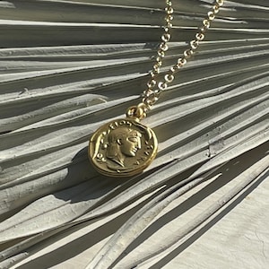 Gold Arethusa water goddess Coin Necklace