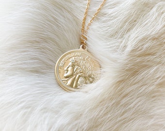 Gold Ancient Parisian coin necklace