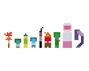 Inside Out 2 Characters Minimalist DIGITAL Cross Stitch Pattern