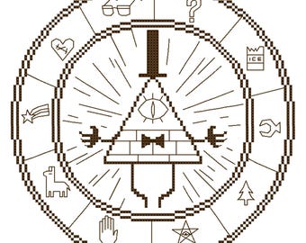Gravity Falls Bill Cipher Wheel DIGITAL Cross Stitch Pattern