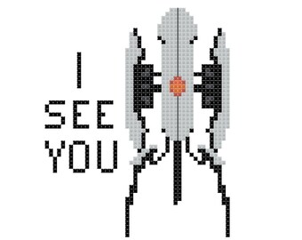 Portal Turret - I See You - DIGITAL Cross Stitch Patterh