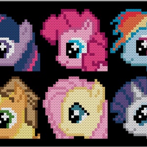 My Little Pony Characters Faces 6x4 DIGITAL PATTERN Cross Stitch