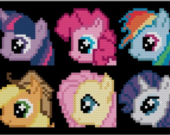 My Little Pony Characters Faces 6x4 DIGITAL PATTERN Cross Stitch