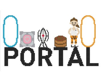 Portal Character Banner DIGITAL Cross Stitch Pattern