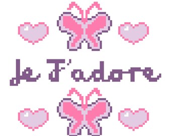 Valentine's Day - Je T'adore - Love -DIGITAL Cross Stitch Pattern