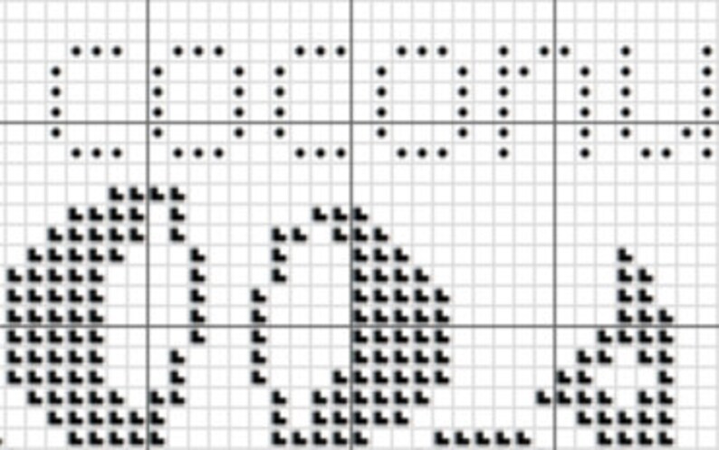 Może przedstawiać: Wz&oacute;r na haft krzyżykowy w pikselach w kolorze czarnym i białym przedstawiający kota z sercem na klatce piersiowej. Wz&oacute;r jest na białym tle.