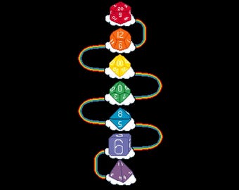 D&D Poly 7 Dice Set - Rainbow Clouds -DIGITAL Cross Stitch Pattern