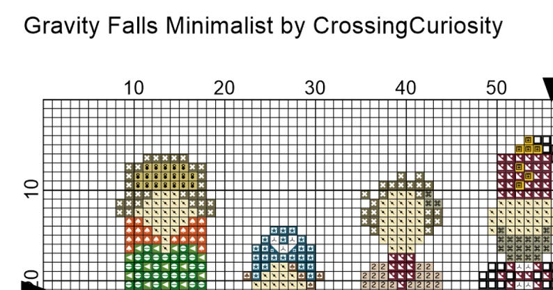 Gravity Falls Characters Minimalist DIGITAL Cross Stitch Pattern - Etsy