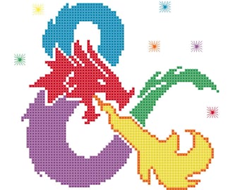 DnD Rainbow Dragon  - DIGITAL Cross Stitch Pattern