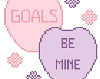 Valentine's Hearts - Be Mine Goals - DIGITAL Cross Stitch Pattern