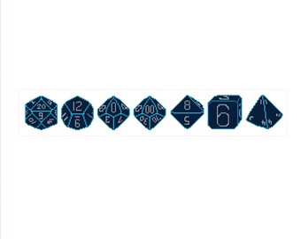 Dice Collection - Poly 7 Set - Blue and Gray - DIGITAL Cross Stitch Pattern