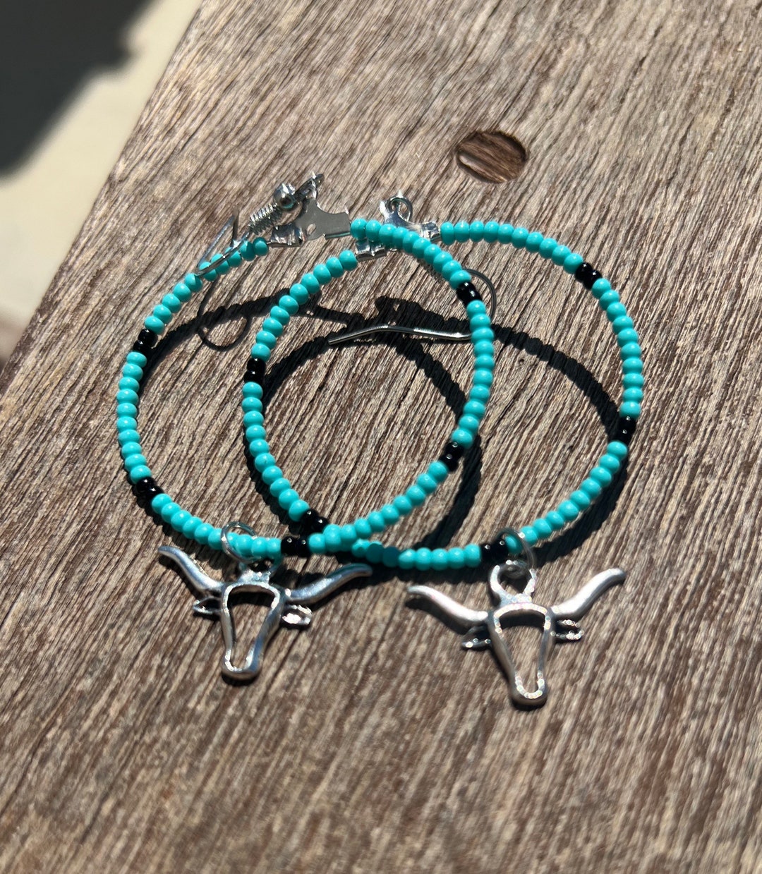 Western Earrings - Silver/Turquoise Howdy Hoops main image 1