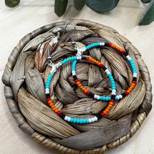 Turquoise Western Seed Bead Hoop Earrings | Western Jewelry | Western Earrings | Boho Earrings