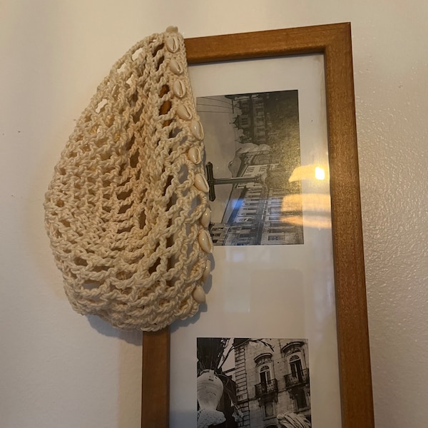 Mesh Crochet Cap seashells
