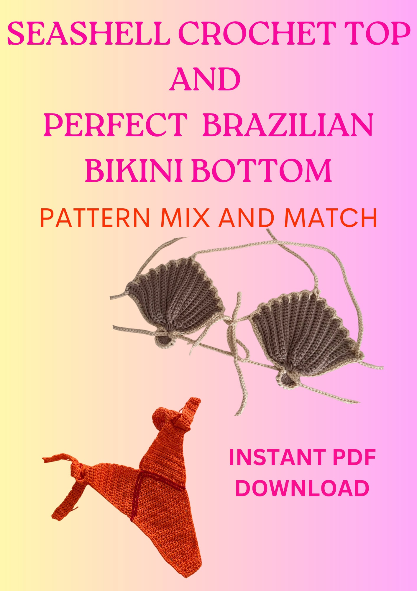 29 Bikini Crochet Patterns for Summer Beachwear, Retro Sets, and Handmade Gifts 19 Bikini set crochet patterns. Seashell top and brazilian