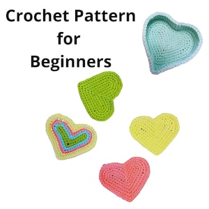Heart Coasters and Coasters Basket crochet pattern for beginners. Crochet coaster pattern