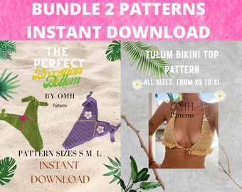 INSTANT DOWNLOAD PATTERN bundle. Mix and match crochet bikini pattern