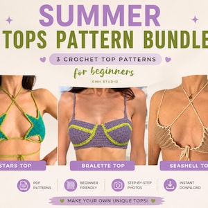Lot de 3 modèles de hauts d'été au crochet pour débutants