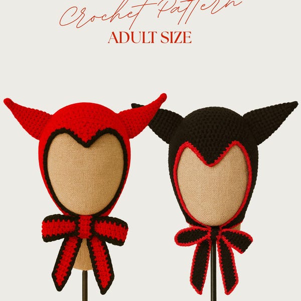 Modello all'uncinetto per berretto da diavolo, taglia adulto (modello PDF)