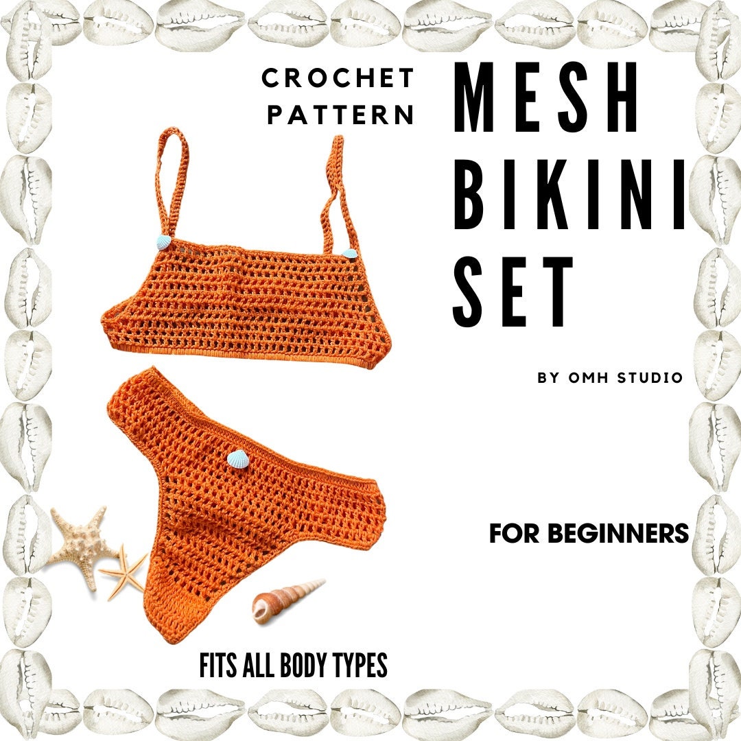 29 Bikini Crochet Patterns for Summer Beachwear, Retro Sets, and Handmade Gifts 24 Mesh Bikini set crochet pattern for crochet beginners